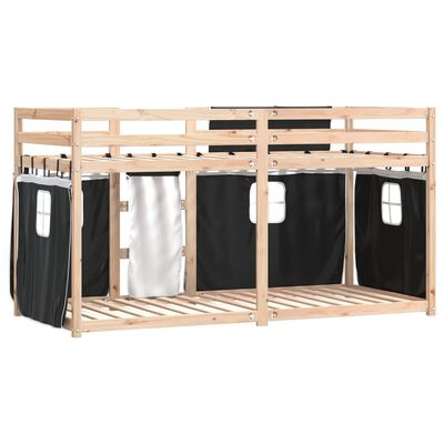 vidaXL Bunk Bed without Mattress White&Black 75x190 cm Small Single Solid Wood Pine