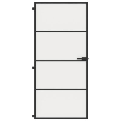 vidaXL Interior Door Slim Black 93x201.5 cm Tempered Glass and Aluminium