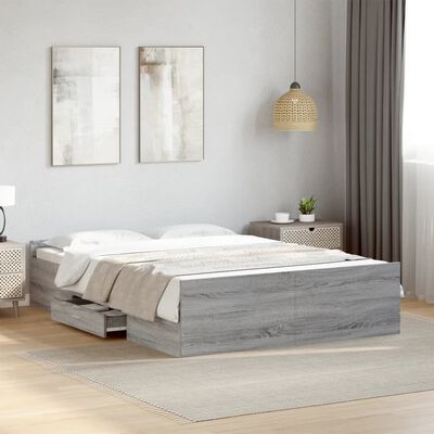 vidaXL Bed Frame with Drawers without Mattress Grey Sonoma 120x200 cm