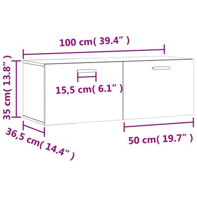 vidaXL Wall Cabinet White 100x36.5x35 cm Engineered Wood