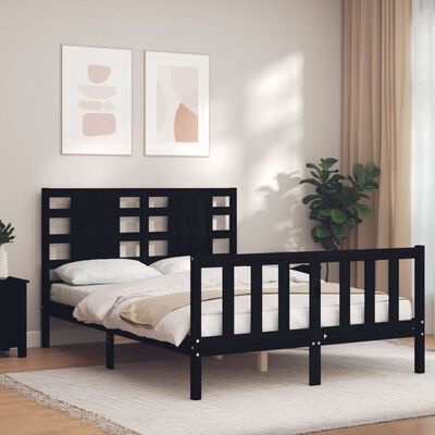 vidaXL Bed Frame without Mattress Black 120x200 cm Solid Wood Pine