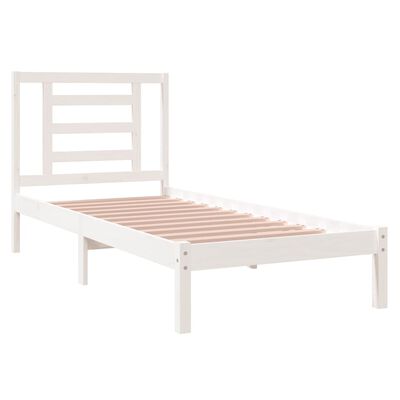 vidaXL Bed Frame without Mattress White 75x190 cm Small Single Solid Wood