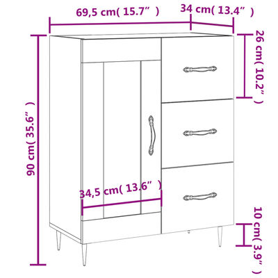 vidaXL Sideboard Black 69.5x34x90 cm Engineered Wood