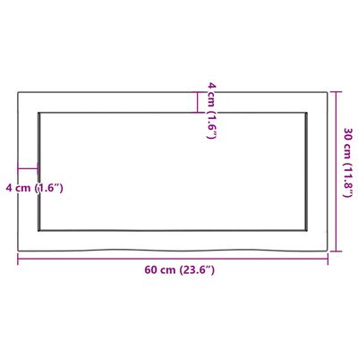 vidaXL Bathroom Countertop Dark Brown 60x30x(2-6) cm Treated Solid Wood