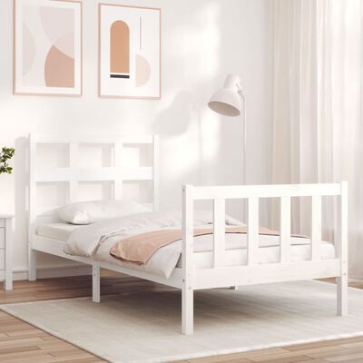 vidaXL Bed Frame without Mattress White Small Single Solid Wood Pine