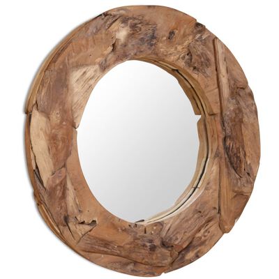 vidaXL Decorative Mirror Teak 80 cm Round