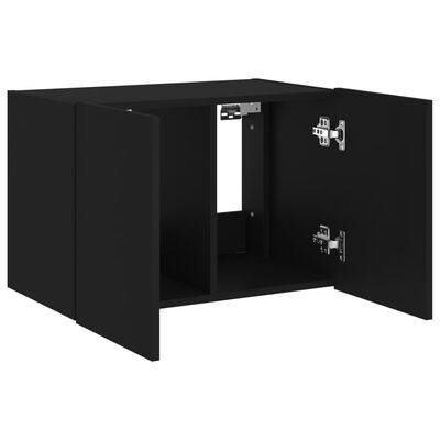 vidaXL TV Wall Cabinet with LED Lights Black 60x35x41 cm