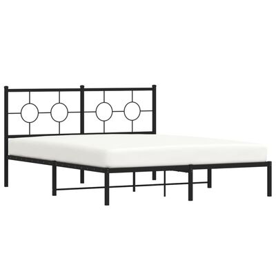 vidaXL Metal Bed Frame without Mattress with Headboard Black 160x200 cm