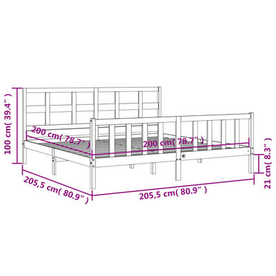 vidaXL Bed Frame without Mattress White 200x200 cm Solid Wood Pine