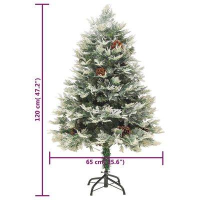 vidaXL Pre-lit Christmas Tree with Pine Cones Green 120 cm PVC&PE