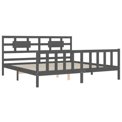 vidaXL Bed Frame without Mattress Grey 200x200 cm Solid Wood Pine