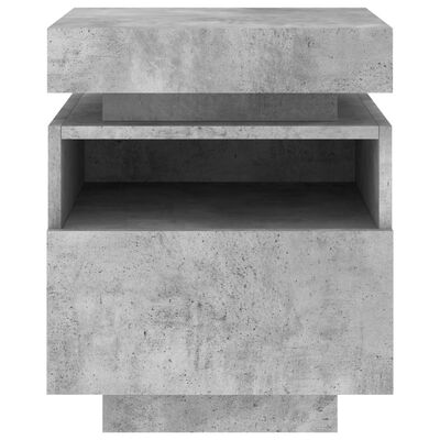 vidaXL Bedside Cabinet with LED Lights Concrete Grey 40x39x48.5 cm