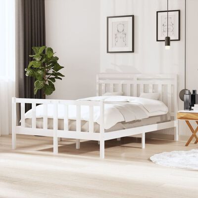 vidaXL Bed Frame without Mattress White Solid Wood 140x200 cm (810083+814095)