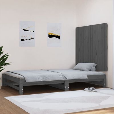 vidaXL Wall Headboard Grey 108x3x90 cm Solid Wood Pine