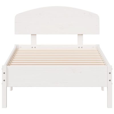 vidaXL Bed Frame without Mattress White 75x190 cm Small Single Solid Wood Pine