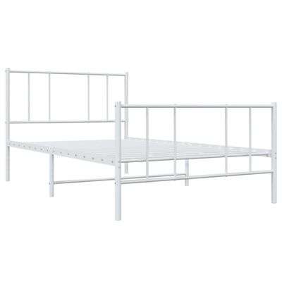 vidaXL Metal Bed Frame without Mattress with Footboard White 107x203 cm