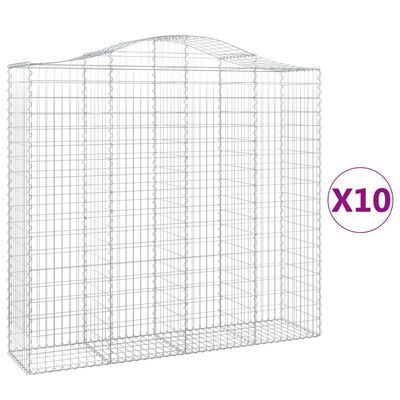 vidaXL Arched Gabion Baskets 10 pcs 200x50x180/200 cm Galvanised Iron