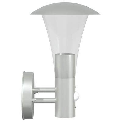 vidaXL Outdoor Wall Light with Sensor Silver Stainless Steel