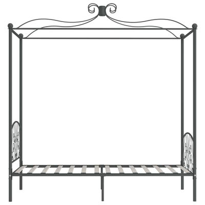 vidaXL Canopy Bed Frame without Mattress Grey Metal 90x200 cm