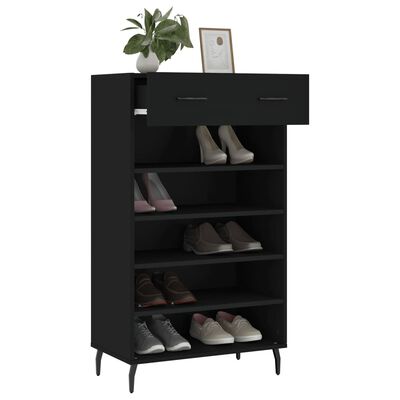 vidaXL Shoe Cabinet Black 60x35x105 cm Engineered Wood