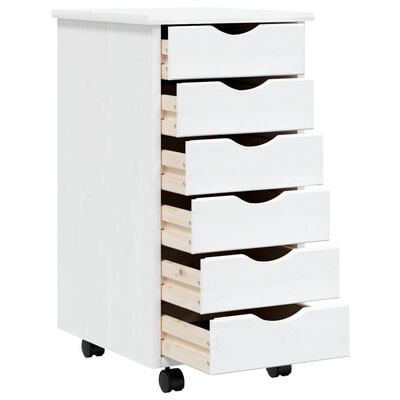 vidaXL Rolling Cabinet with Drawers MOSS White Solid Wood Pine