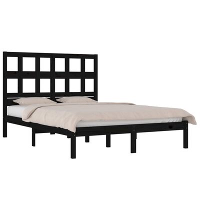 vidaXL Bed Frame without Mattress Black 180x200 cm Super King Solid Wood