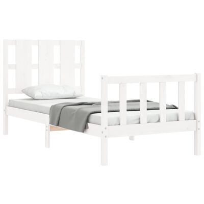 vidaXL Bed Frame without Mattress White Small Single Solid Wood Pine