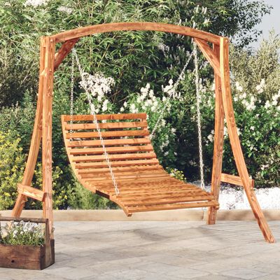 vidaXL Swing Bed Solid Wood Spruce with Teak Finish