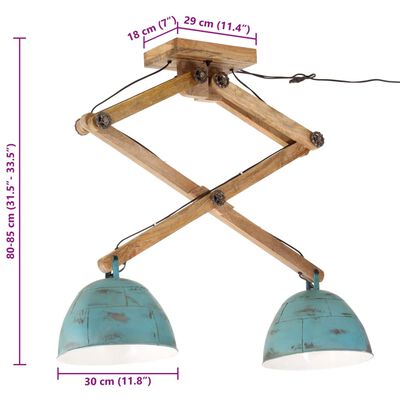 vidaXL Ceiling Lamp 25 W Distressed Blue 29x18x85 cm E27