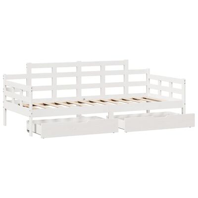 vidaXL Daybed with Drawers without Mattress White 80x200 cm Solid Wood