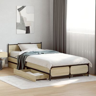 vidaXL Bed Frame with Drawers without Mattress Sonoma Oak 90x200 cm