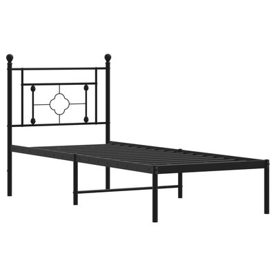 vidaXL Metal Bed Frame without Mattress with Headboard Black 80x200 cm