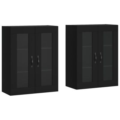 vidaXL Wall Mounted Cabinets 2 pcs Black Engineered Wood