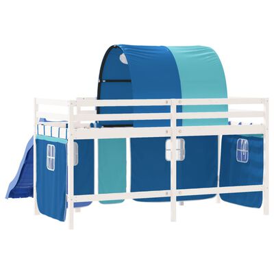 vidaXL Kids' Loft Bed with Tunnel without Mattress Blue 90x200 cm