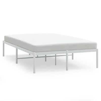 vidaXL Metal Bed Frame without Mattress White 135x190 cm Double