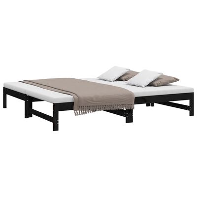 vidaXL Pull-out Day Bed without Mattress Black 2x(75x190) cm