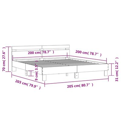 vidaXL Bed Frame without Mattress Concrete Grey 200x200 cm