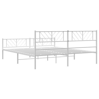 vidaXL Metal Bed Frame without Mattress with Footboard White 183x213 cm