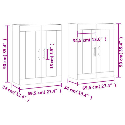 vidaXL Wall Mounted Cabinets 2 pcs White Engineered Wood