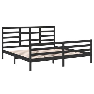 vidaXL Bed Frame without Mattress Black Solid Wood 200x200 cm