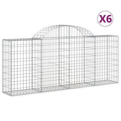 vidaXL Arched Gabion Baskets 6 pcs 200x30x80/100 cm Galvanised Iron