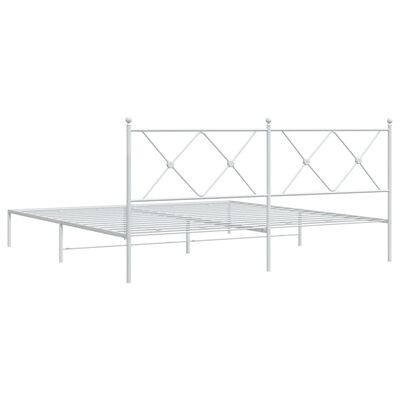 vidaXL Metal Bed Frame without Mattress with Headboard White 180x200 cm Super King