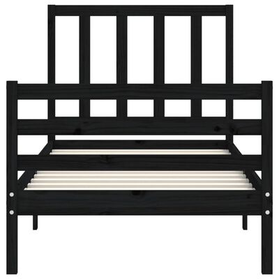 vidaXL Bed Frame without Mattress Black 100x200 cm Solid Wood Pine