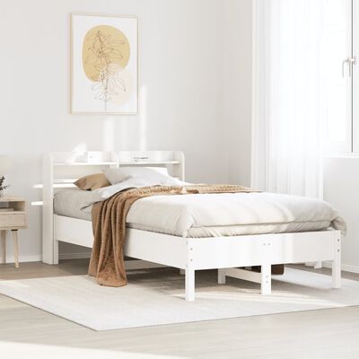 vidaXL Bed Frame without Mattress White 75x190 cm Small Single Solid Wood Pine