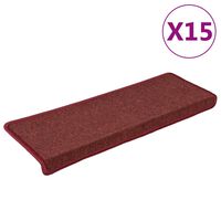 vidaXL Carpet Stair Treads 15 pcs 65x21x4 cm Matte Red