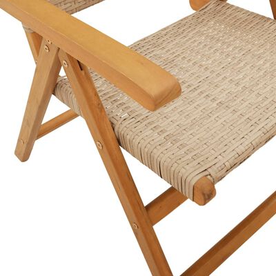 vidaXL Garden Chairs 2 pcs Beige Solid Wood Acacia and Poly Rattan