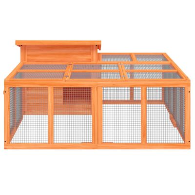 vidaXL Rabbit Hutch Brown 144x123x67.5 cm Solid Wood Pine