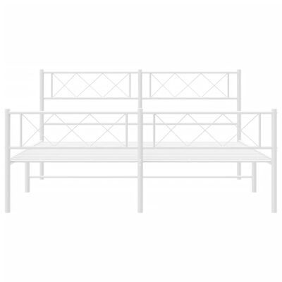 vidaXL Metal Bed Frame without Mattress with Footboard White 120x200 cm