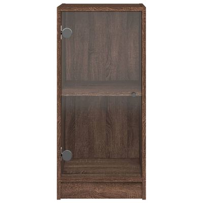 vidaXL Side Cabinet with Glass Doors Brown Oak 35x37x75.5 cm