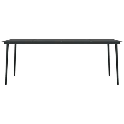 vidaXL Garden Dining Table Black 200x100x74 cm Steel and Glass